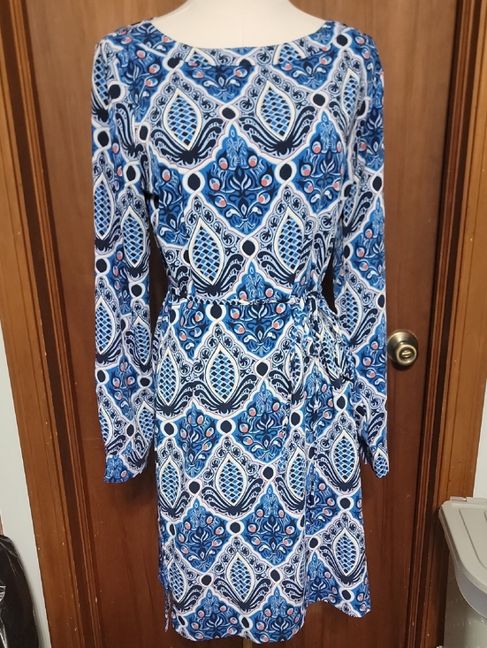 LOFT Dresses & Skirts - Blue Patterned Long-Sleeve Women's Dress